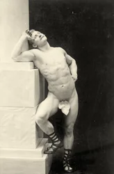 Eugen Sandow, in classical ancient Greco-Roman pose, c. 1894